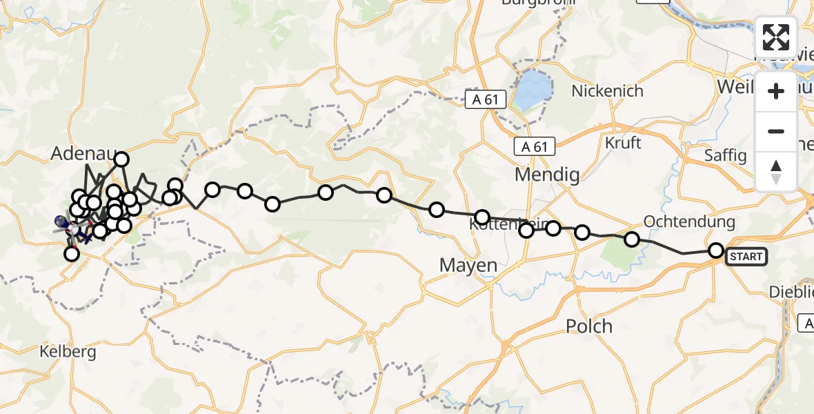 Flugroute Polizeihubschrauber Kobern-Gondorf - Quiddelbach, 07 September 2026, 21:31
