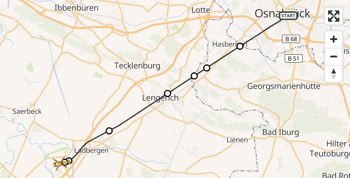 Flugroute Ambulanzhubschrauber Osnabrück - Christoph  Westfalen-ADAC, 07 September 2026, 21:44