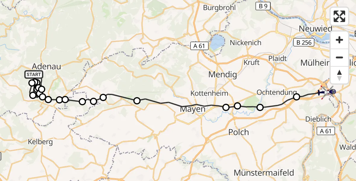 Flugroute Polizeihubschrauber Wimbach - Kobern-Gondorf, 07 September 2026, 22:16