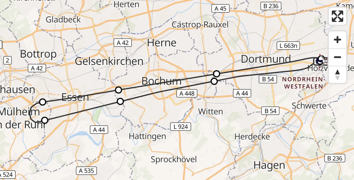 Flugroute Polizeihubschrauber Dortmund Flughafen - Dortmund Flughafen, 08 September 2026, 03:12