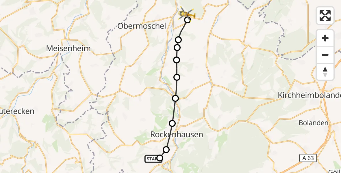 Flugroute Rettungshubschrauber Rockenhausen - Kalkofen, 08 September 2026, 05:30