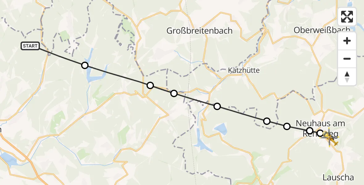 Flugroute Rettungshubschrauber Schleusingen - Neuhaus am Rennweg, 08 September 2026, 05:41