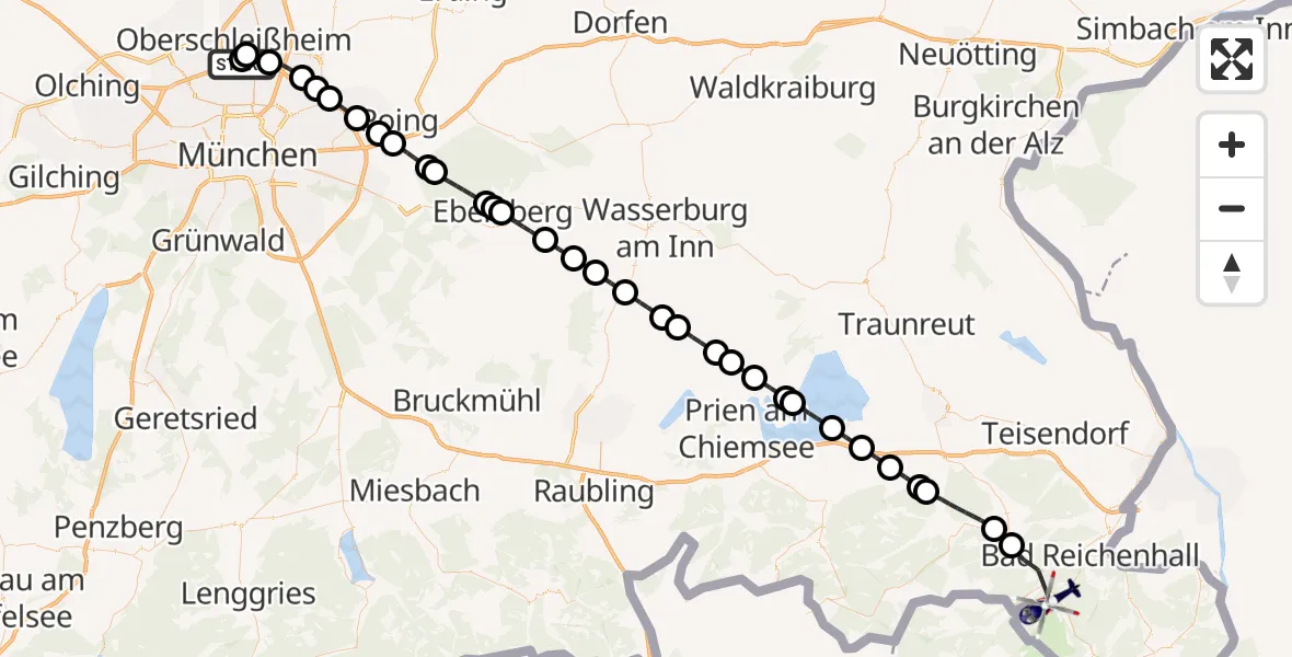 Flugroute Polizeihubschrauber Oberschleißheim - Schneizlreuth, 08 September 2026, 05:56