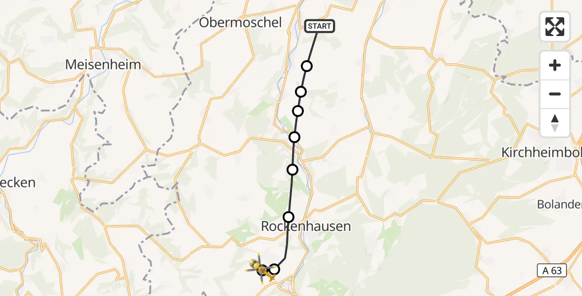 Flugroute Rettungshubschrauber Alsenz - Rockenhausen, 08 September 2026, 06:05