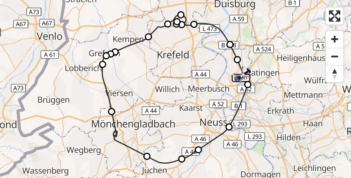 Flugroute Polizeihubschrauber Düsseldorf Flughafen - Düsseldorf Flughafen, 08 September 2026, 07:46