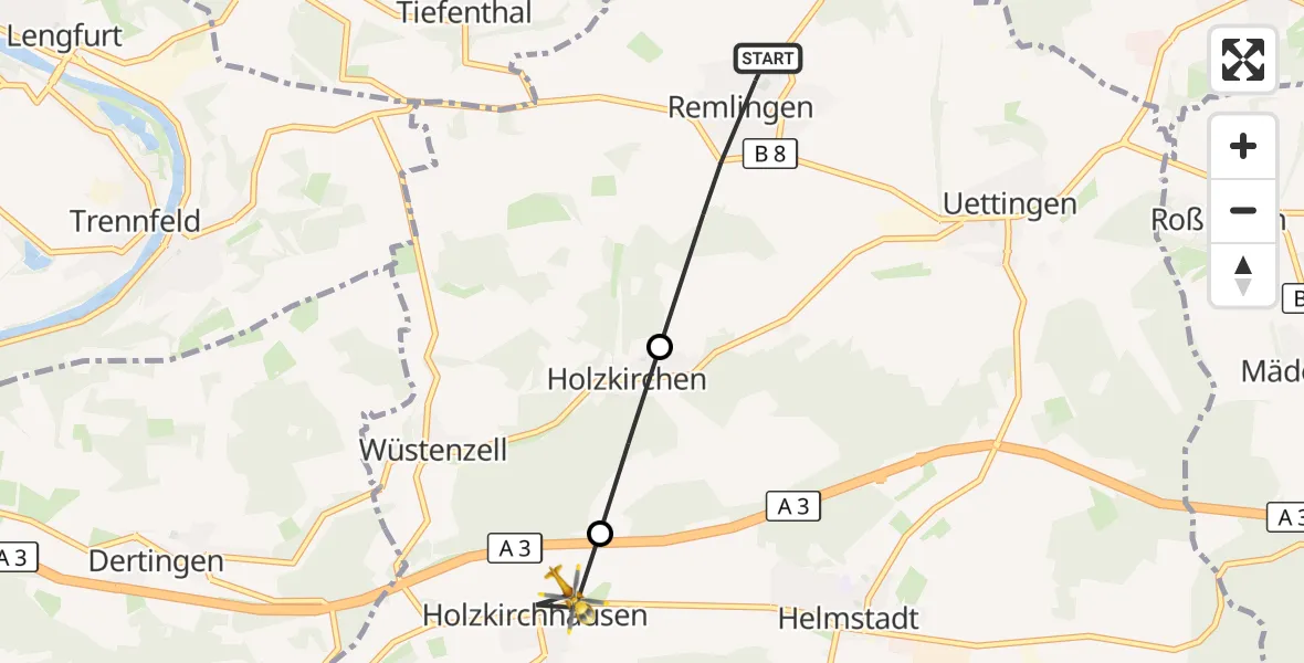 Flugroute Rettungshubschrauber Remlingen - Helmstadt, 08 September 2026, 08:05
