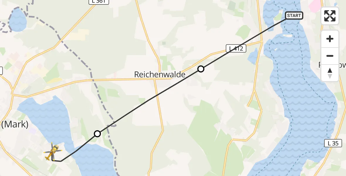 Flugroute Rettungshubschrauber Bad Saarow - Storkow (Mark), 08 September 2026, 08:37