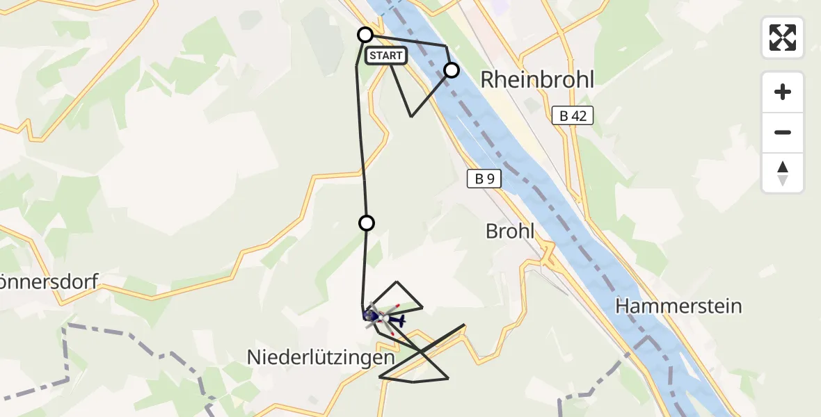 Flugroute Polizeihubschrauber Bad Breisig - Brohl-Lützing, 08 September 2026, 08:45
