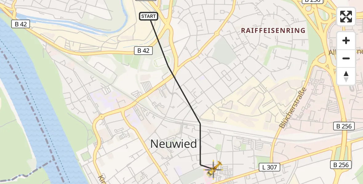 Flugroute Rettungshubschrauber Neuwied - Neuwied, 08 September 2026, 09:52