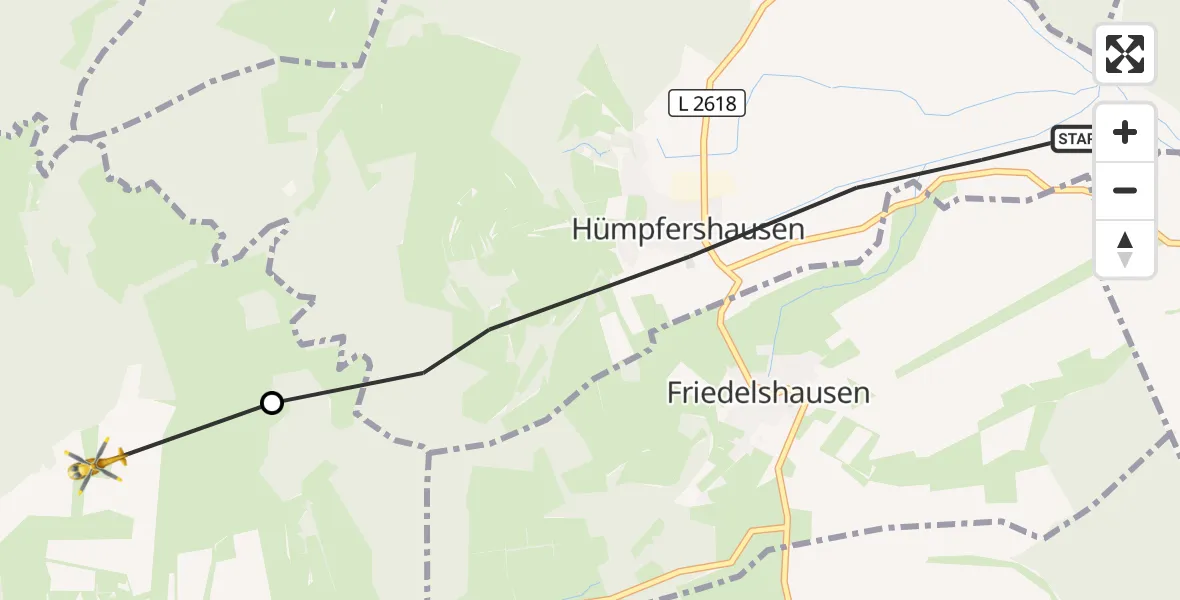 Flugroute Rettungshubschrauber Wasungen - Kaltennordheim, 08 September 2026, 09:52