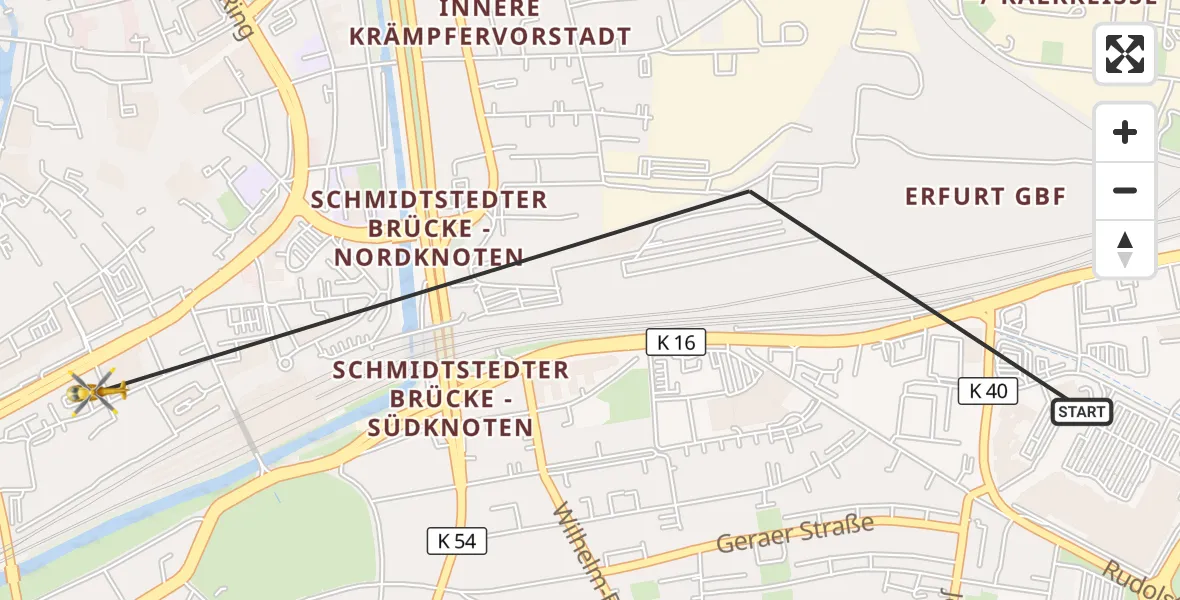 Flugroute Rettungshubschrauber Erfurt - Erfurt, 08 September 2026, 10:08