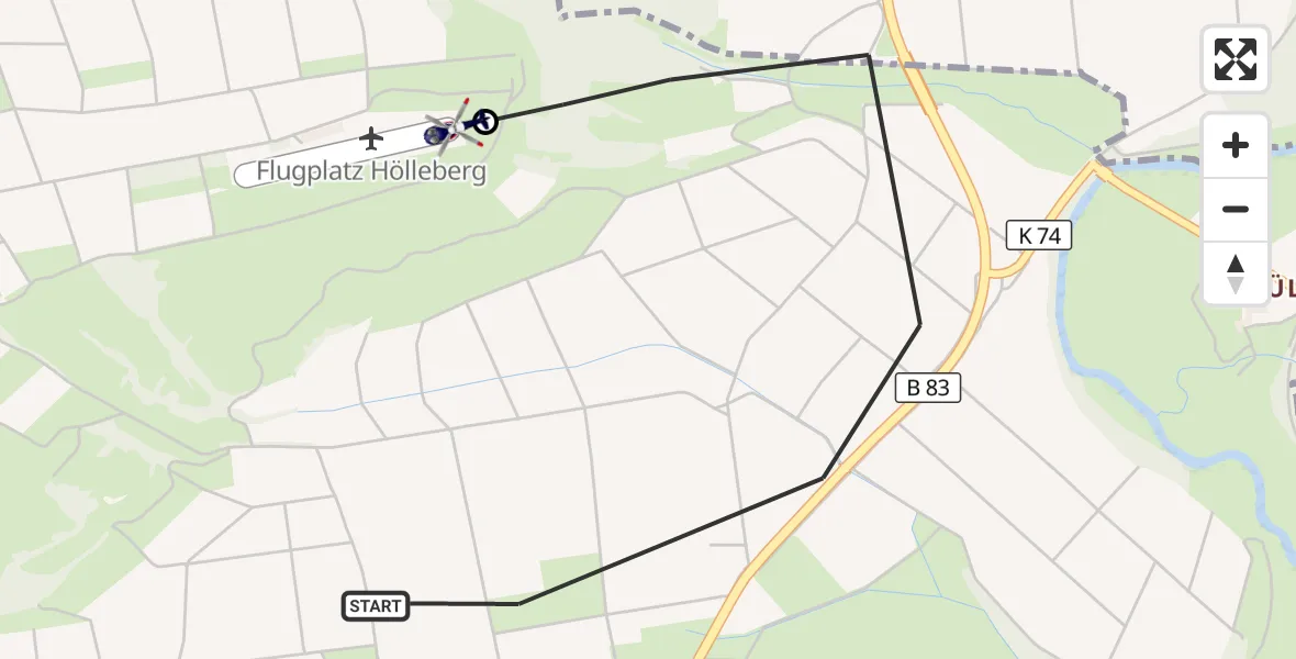 Flugroute Polizeihubschrauber Trendelburg - Hölleberg Flugplatz, 08 September 2026, 10:28