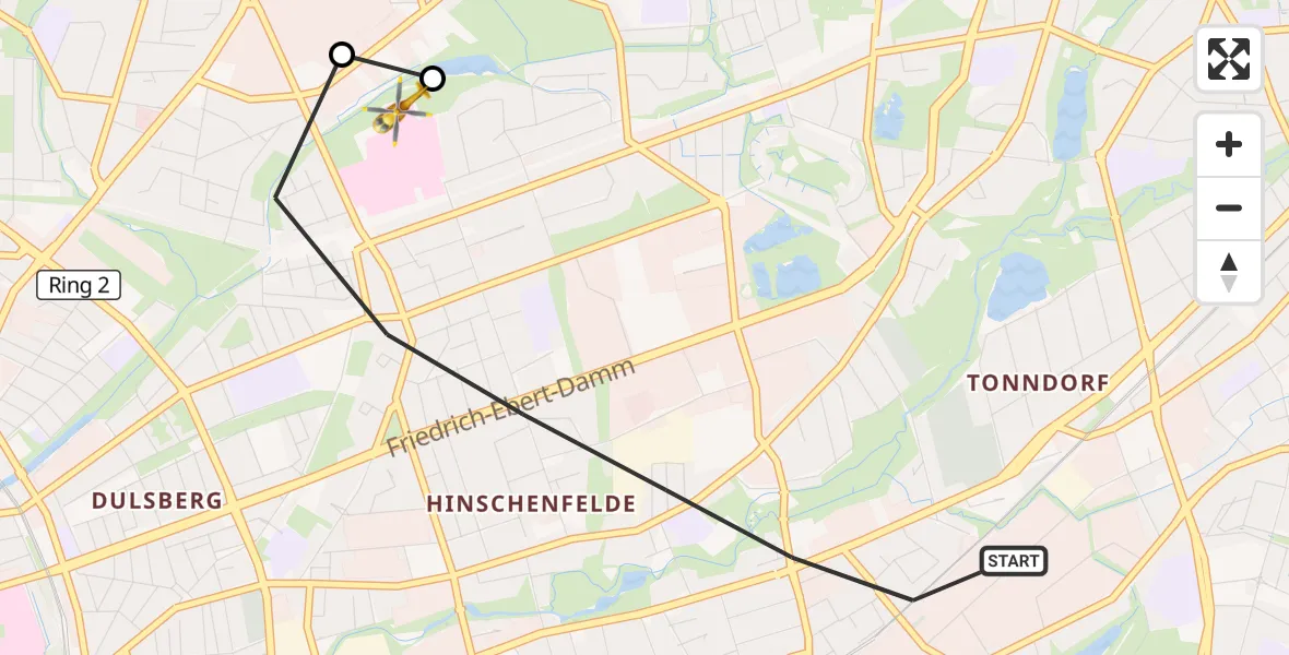 Flugroute Rettungshubschrauber Hamburg - Hamburg Military Hospital, 08 September 2026, 11:28