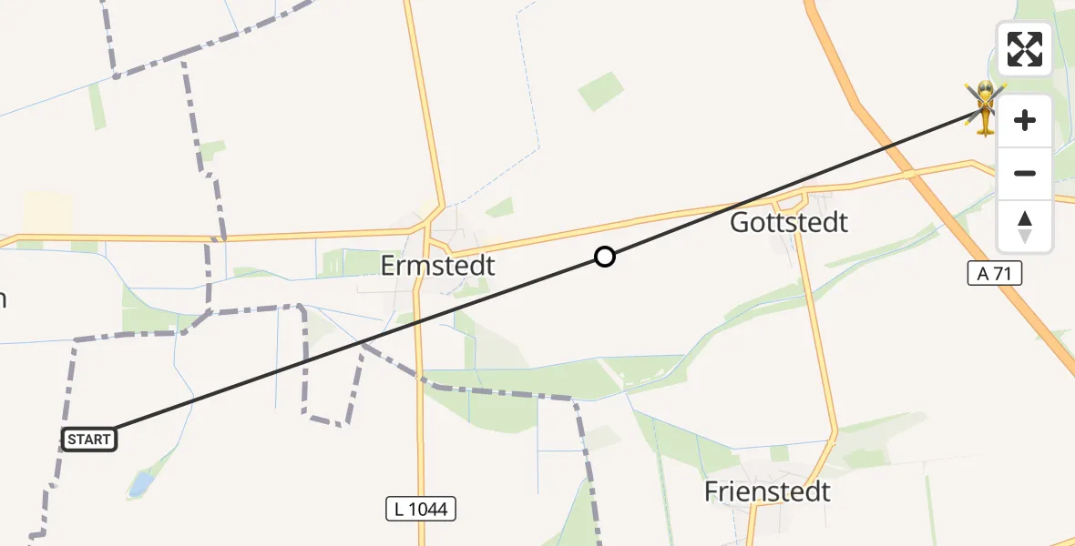 Flugroute Rettungshubschrauber Nesse-Apfelstädt - Erfurt, 08 September 2026, 11:29