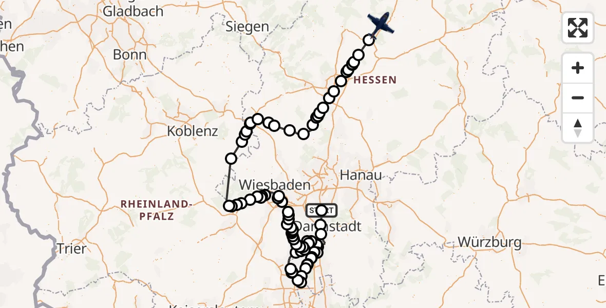 Flugroute Polizeiflugzeug Erzhausen - Neustadt (Hessen), 08 September 2026, 11:37