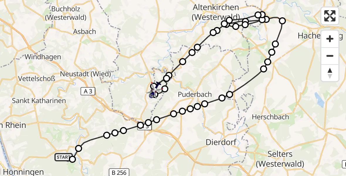 Flugroute Polizeihubschrauber Hausen (Wied) - Pleckhausen, 08 September 2026, 11:42