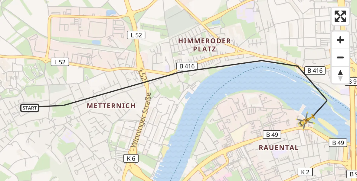 Flugroute Rettungshubschrauber Koblenz - Koblenz, 08 September 2026, 11:42