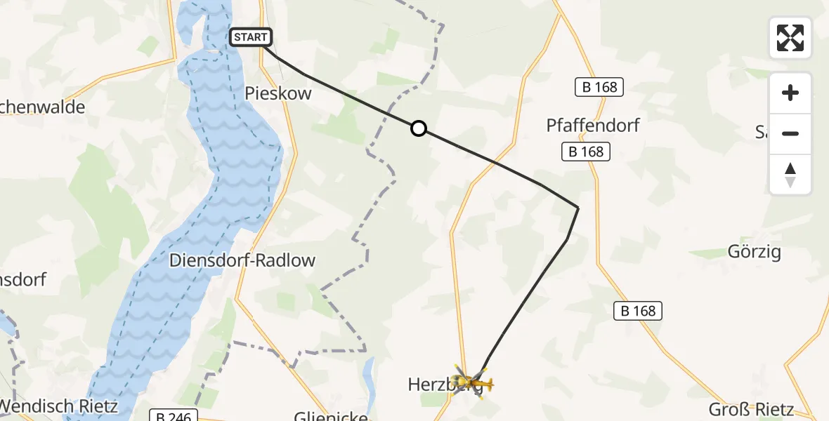 Flugroute Rettungshubschrauber Bad Saarow - Rietz-Neuendorf, 08 September 2026, 11:50