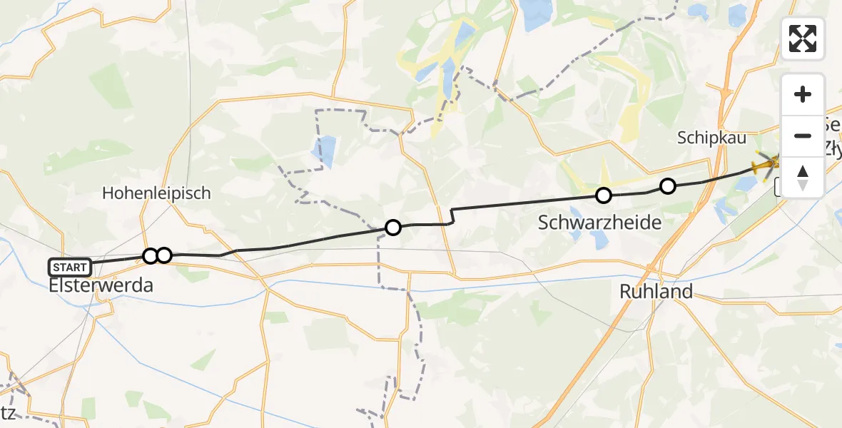 Flugroute Rettungshubschrauber Elsterwerda - Schipkau, 08 September 2026, 12:18