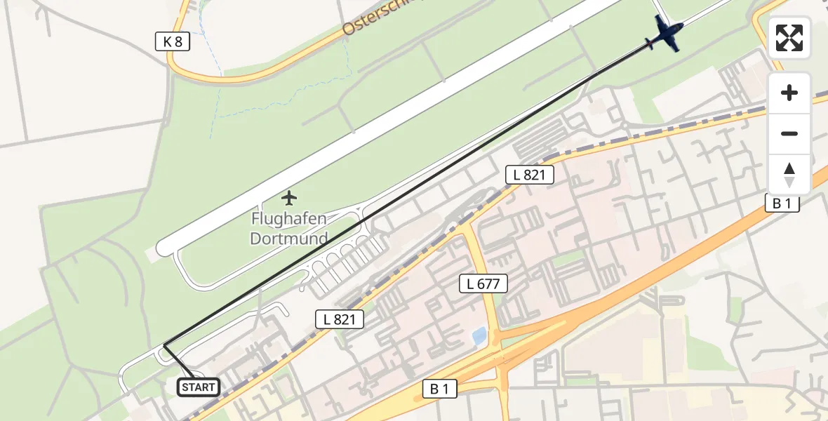 Flugroute Polizeiflugzeug Dortmund Flughafen - Dortmund Flughafen, 08 September 2026, 12:38