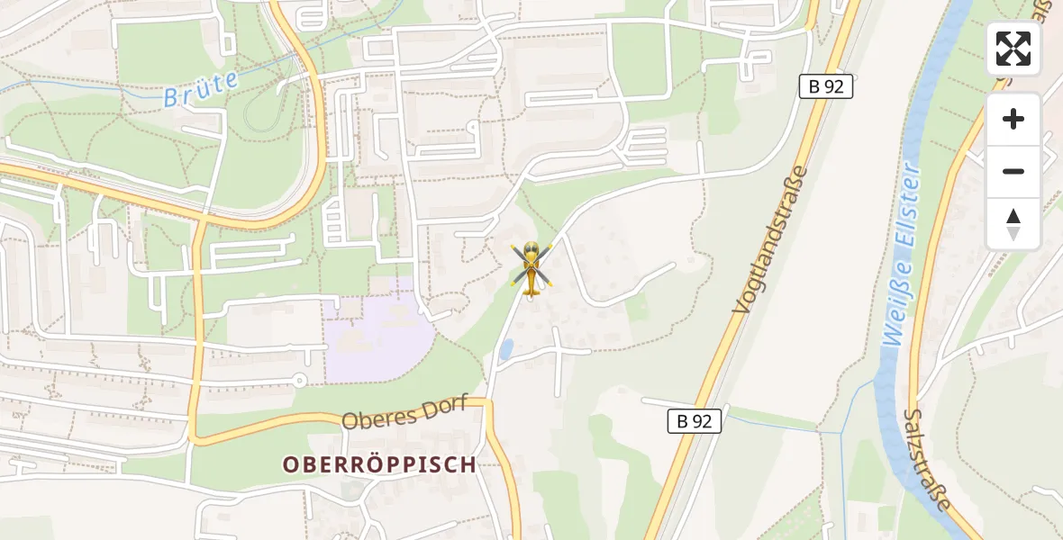 Flugroute Rettungshubschrauber Gera - Gera, 08 September 2026, 12:48