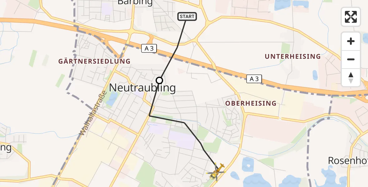 Flugroute Rettungshubschrauber Barbing - Neutraubling, 08 September 2026, 13:19