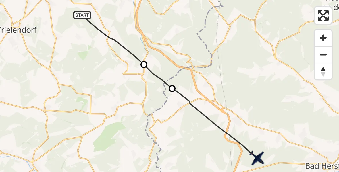 Flugroute Polizeiflugzeug Homberg (Efze) - Neuenstein, 08 September 2026, 13:30
