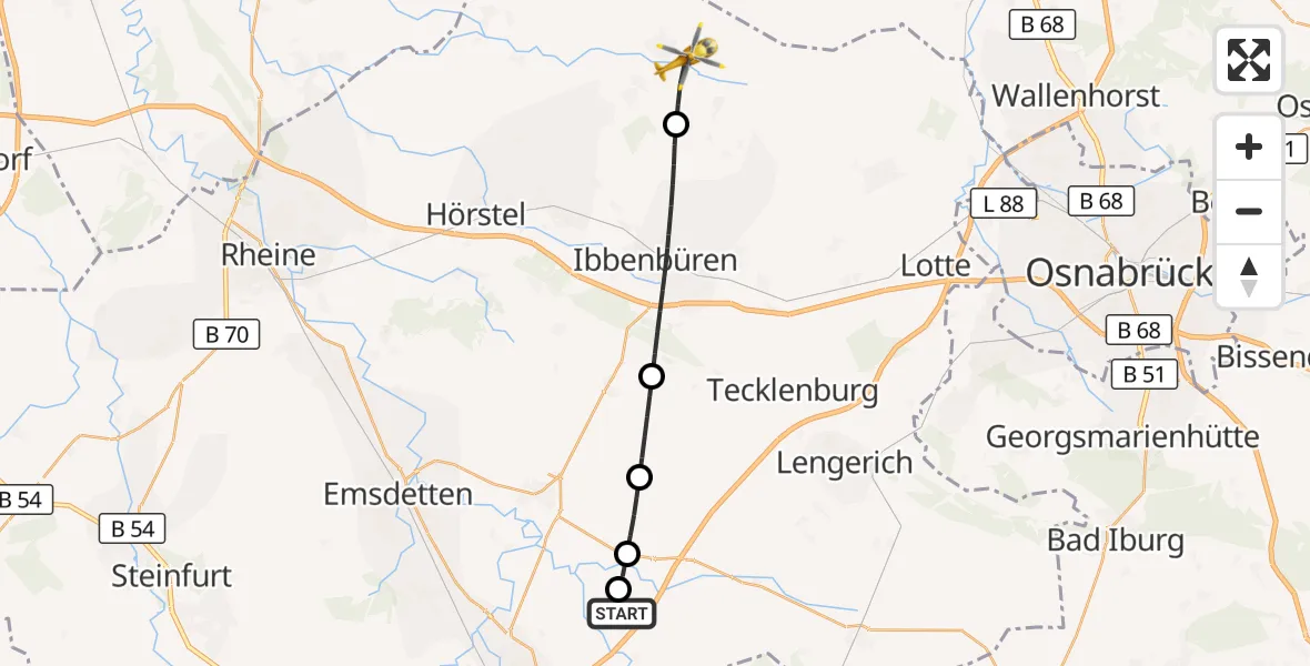 Flugroute Ambulanzhubschrauber Christoph  Westfalen-ADAC - Recke, 08 September 2026, 13:32