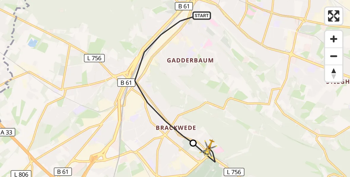 Flugroute Rettungshubschrauber Bielefeld - Luftrettungszentrum Bielefeld, 08 September 2026, 13:56