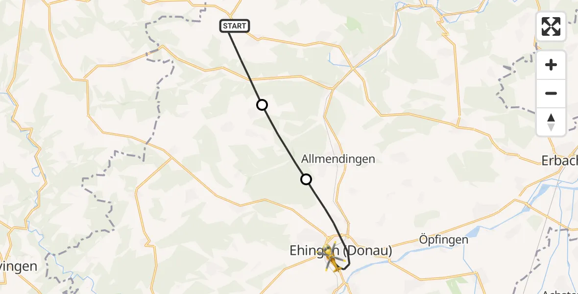 Flugroute Rettungshubschrauber Schelklingen - Ehingen (Donau), 08 September 2026, 14:05