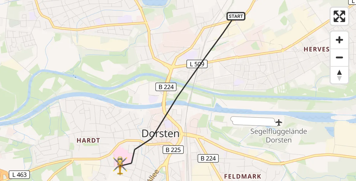 Flugroute Rettungshubschrauber Dorsten - Dorsten, 08 September 2026, 14:08