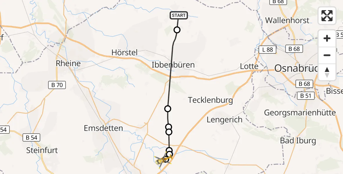 Flugroute Ambulanzhubschrauber Recke - Christoph  Westfalen-ADAC, 08 September 2026, 14:17