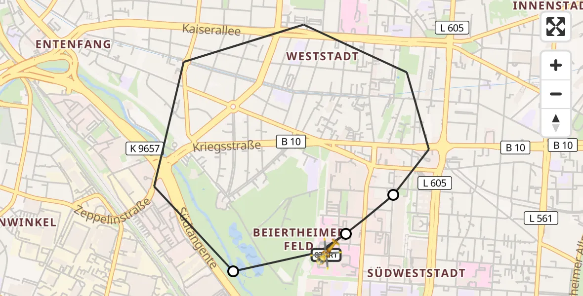 Flugroute Ambulanzhubschrauber Sankt Vincentius Hospital - Sankt Vincentius Hospital, 08 September 2026, 14:26