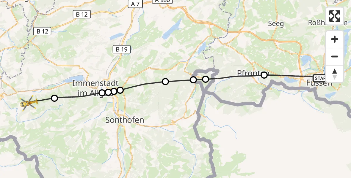 Flugroute Rettungshubschrauber Füssen - Oberstaufen, 08 September 2026, 14:29