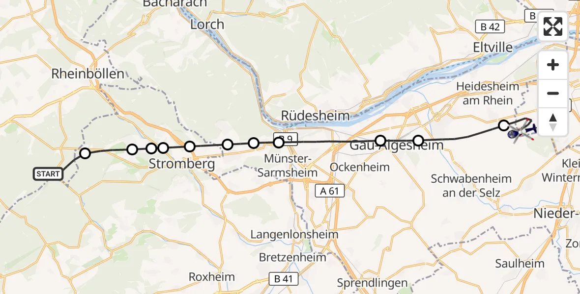 Flugroute Polizeihubschrauber Argenthal - Mainz-Finthen Flugplatz, 08 September 2026, 14:54