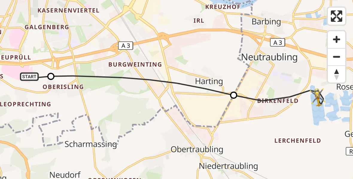 Flugroute Rettungshubschrauber DRF Air Rescue Station Regensburg / Regensburg University Hospital - Neutraubling, 08 September 2026, 14:59