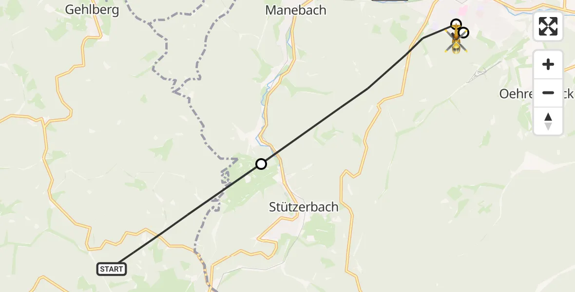 Flugroute Rettungshubschrauber Suhl - Ilmenau, 08 September 2026, 15:07