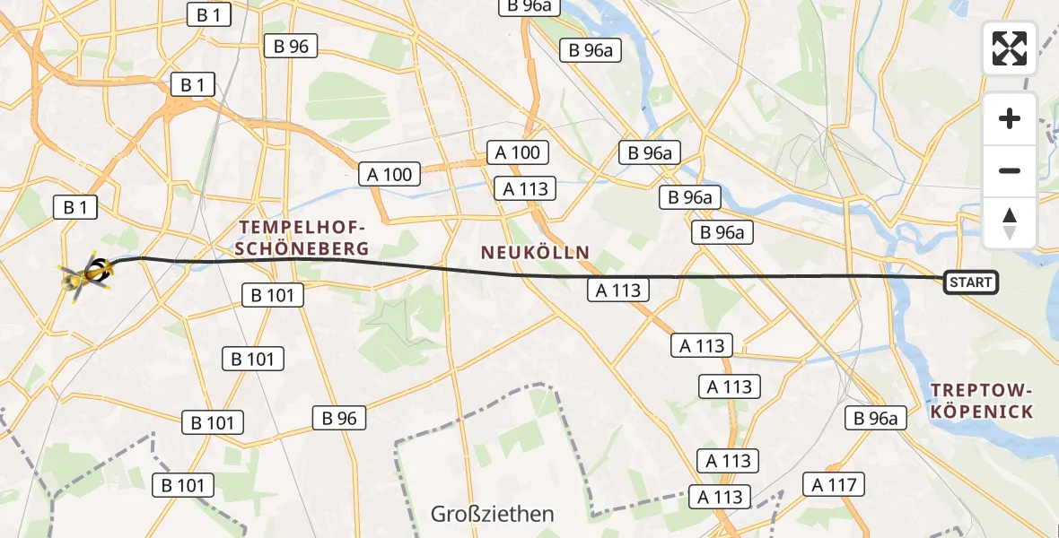 Flugroute Rettungshubschrauber Berlin - Charité Clinic Benjamin Franklin Campus, 08 September 2026, 15:22