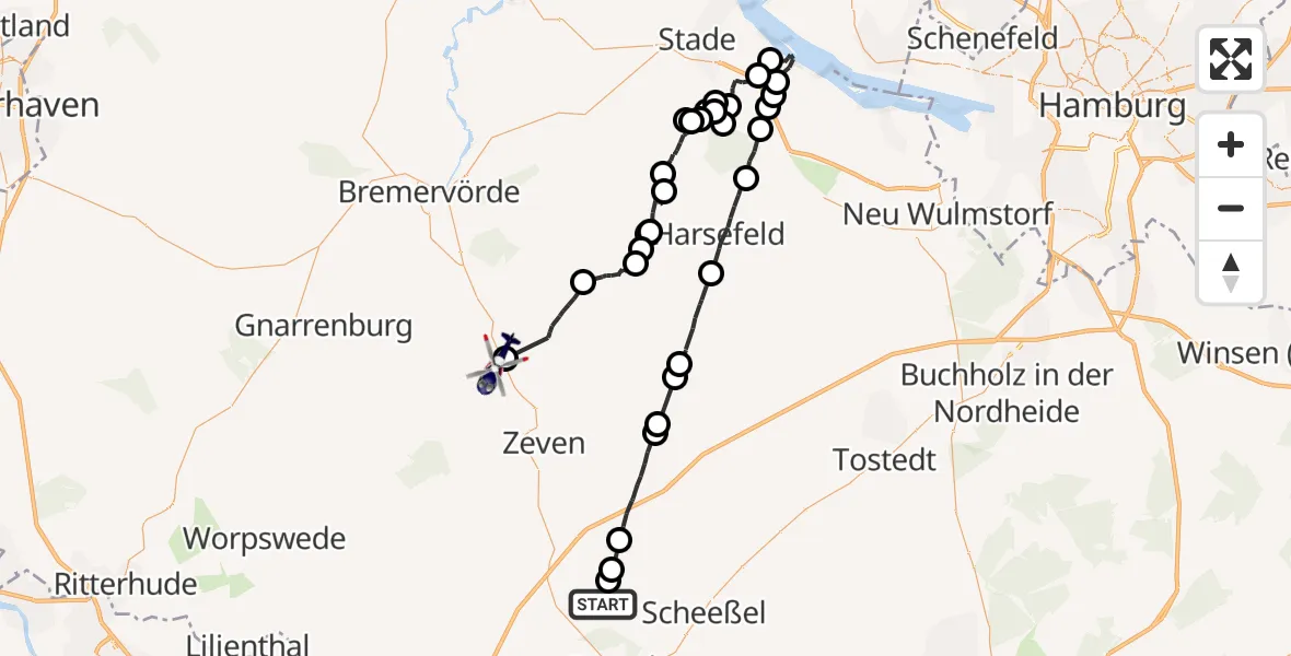 Flugroute Polizeihubschrauber Rotenburg (Wümme) - Seedorf, 08 September 2026, 15:22