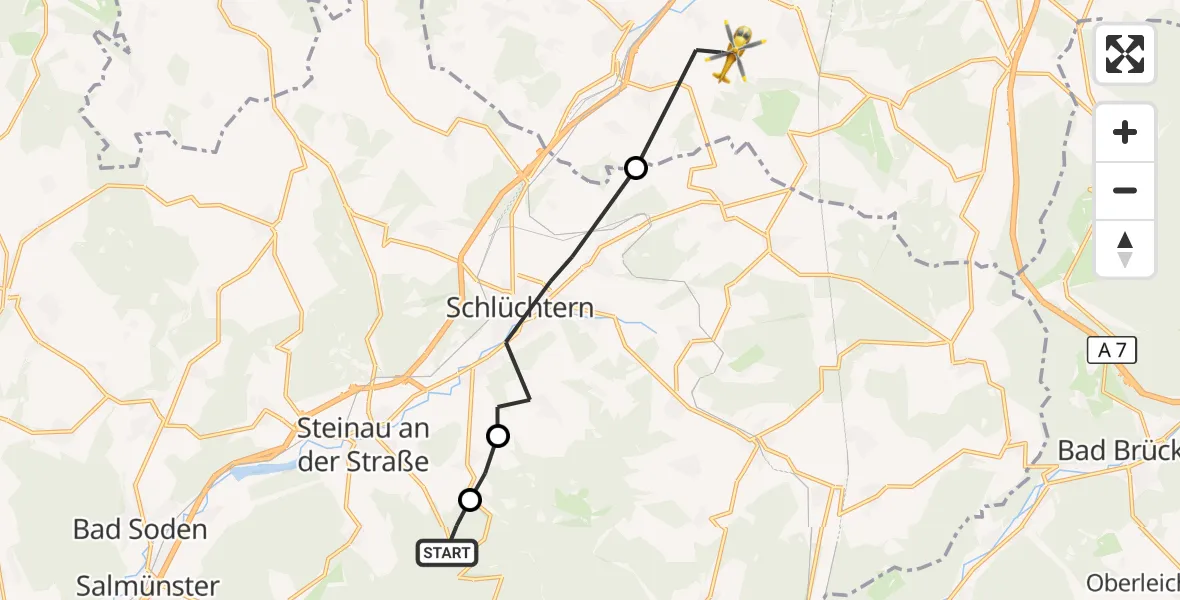 Flugroute Rettungshubschrauber Gutsbezirk Spessart - Kalbach, 08 September 2026, 15:59