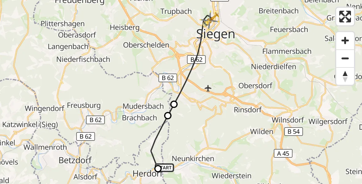 Flugroute Rettungshubschrauber Neunkirchen - Siegen, 08 September 2026, 16:16
