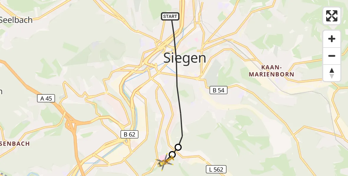 Flugroute Rettungshubschrauber Siegen - Evangelisches Jung-Stilling Hospital, 08 September 2026, 16:56