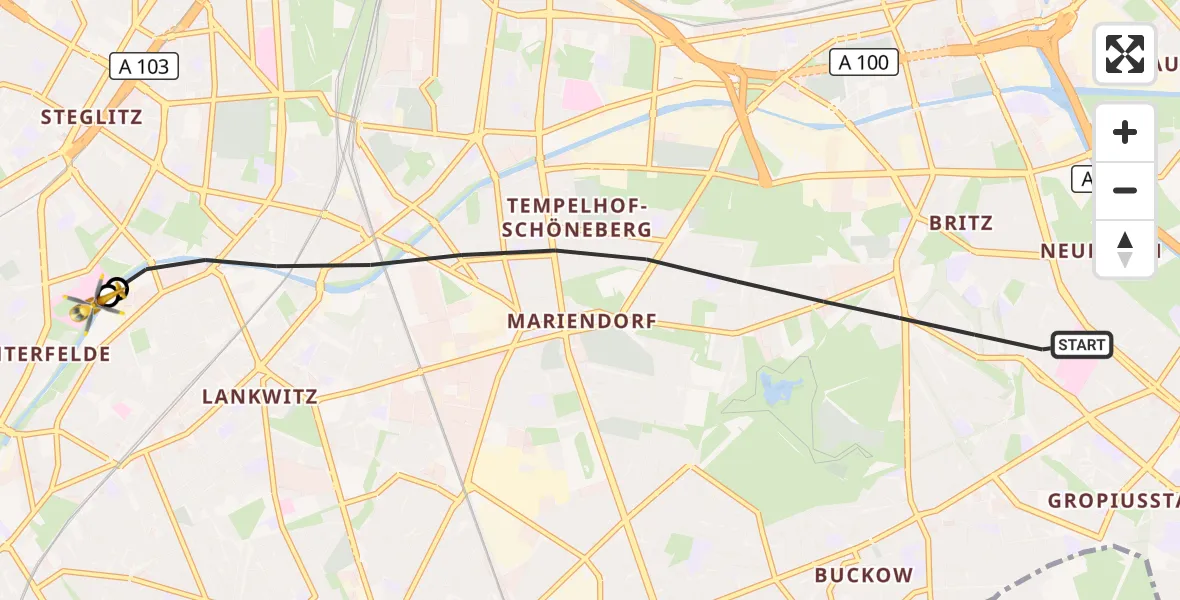 Flugroute Rettungshubschrauber Berlin - Charité Clinic Benjamin Franklin Campus, 08 September 2026, 17:23