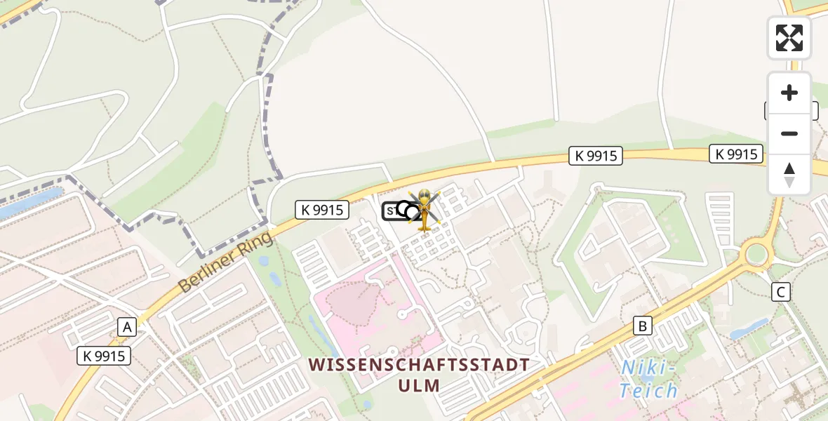 Flugroute Rettungshubschrauber Ulm Military Hospital Emergency - Ulm Military Hospital Emergency, 08 September 2026, 17:47