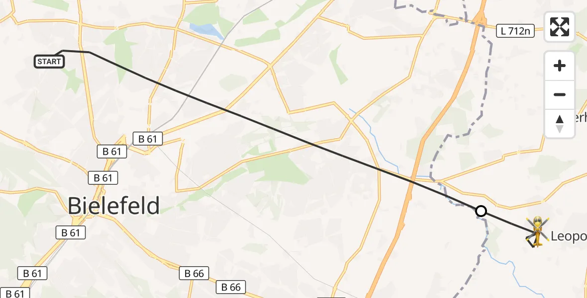 Flugroute Rettungshubschrauber Bielefeld - Leopoldshöhe, 08 September 2026, 17:48