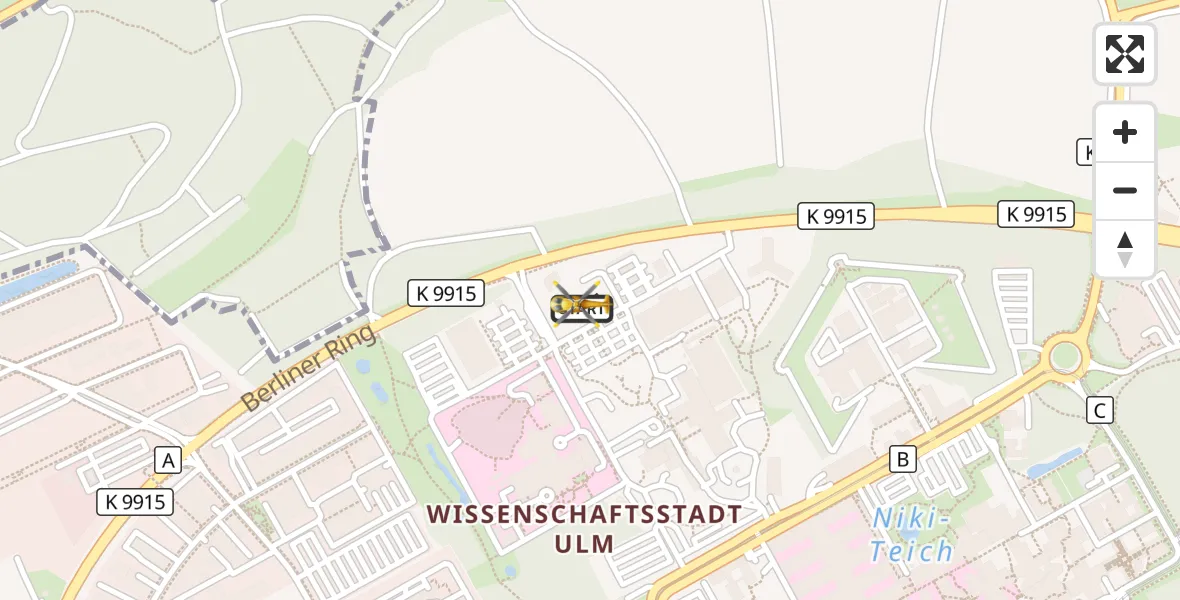 Flugroute Rettungshubschrauber Ulm Military Hospital Emergency - Ulm Military Hospital Emergency, 08 September 2026, 17:58