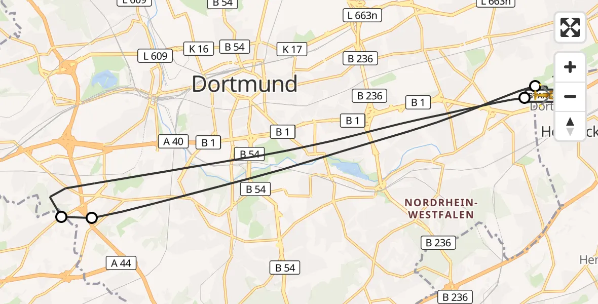 Flugroute Rettungshubschrauber Dortmund Flughafen - Dortmund Flughafen, 08 September 2026, 18:20