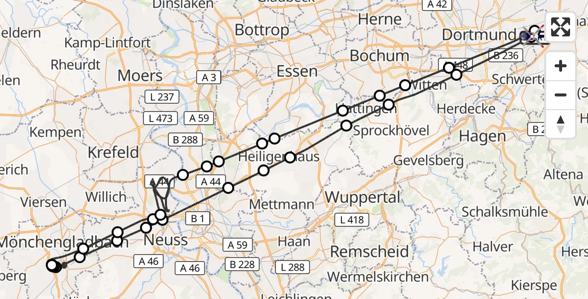 Flugroute Polizeihubschrauber Dortmund Flughafen - Dortmund Flughafen, 08 September 2026, 20:58