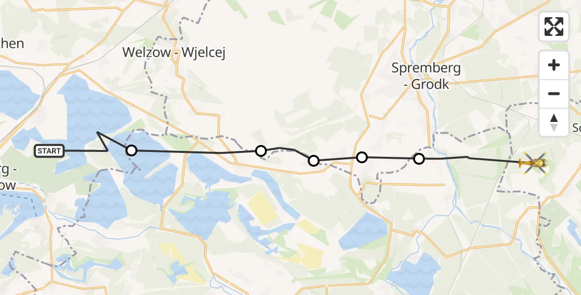 Flugroute Rettungshubschrauber Senftenberg - Schleife, 09 September 2026, 05:08