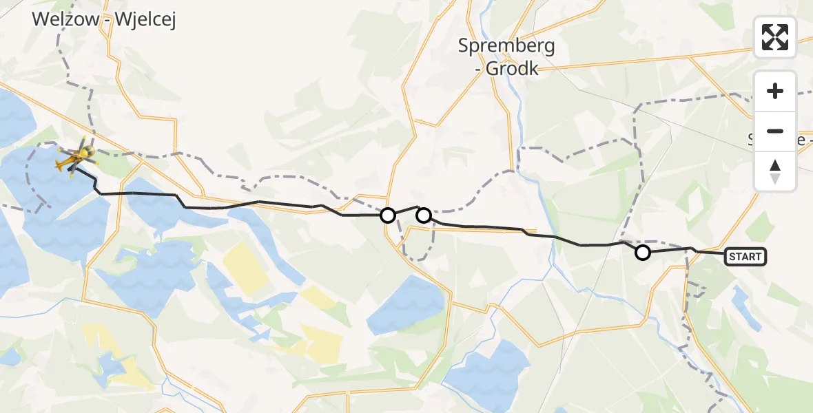 Flugroute Rettungshubschrauber Schleife - Elsterheide, 09 September 2026, 06:58